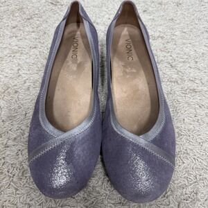 Vionic‎ Carroll Metallic Lavender Snakeskin Slip On Ballerina Flats Women's 9.5M